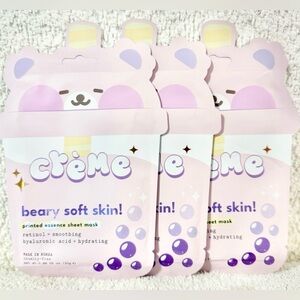 QTY 3 Crème Shop Beary Soft Skin Sheet Mask Hydrating Retinol Moisturizing New